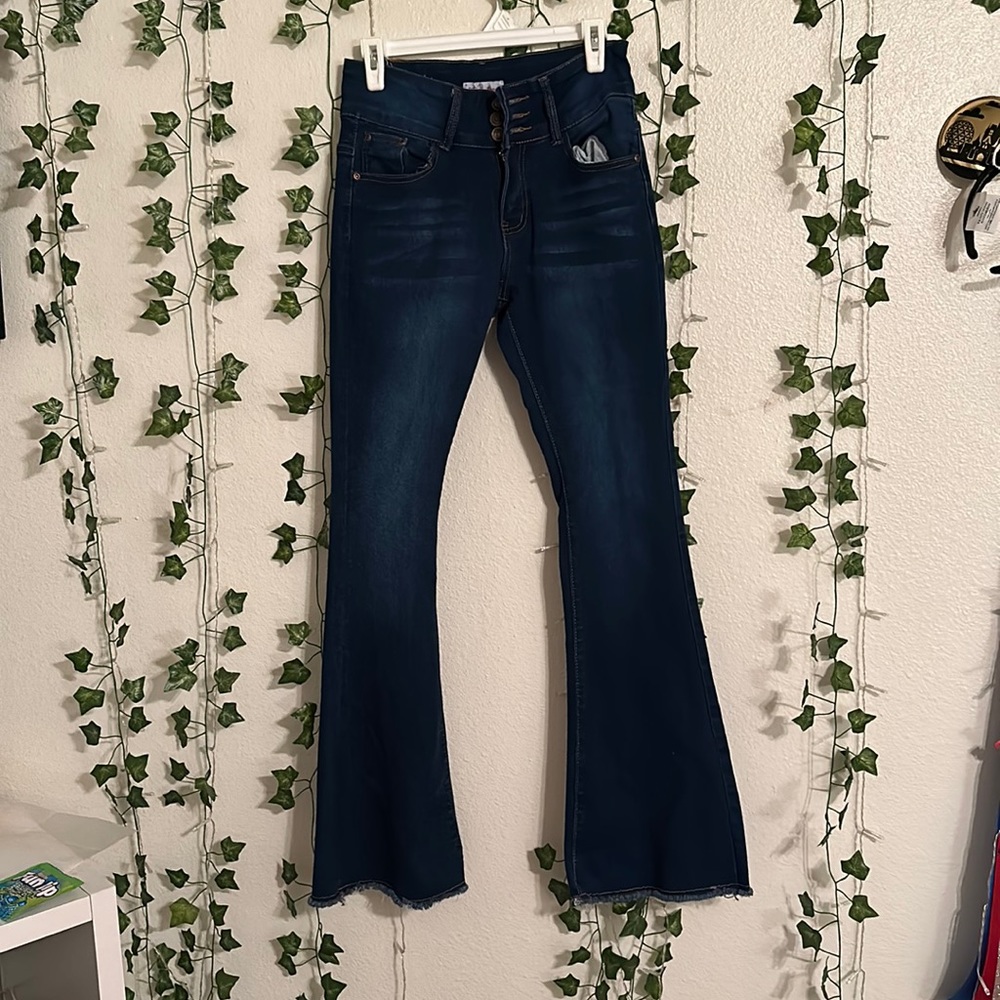 Red bottom dark jeans